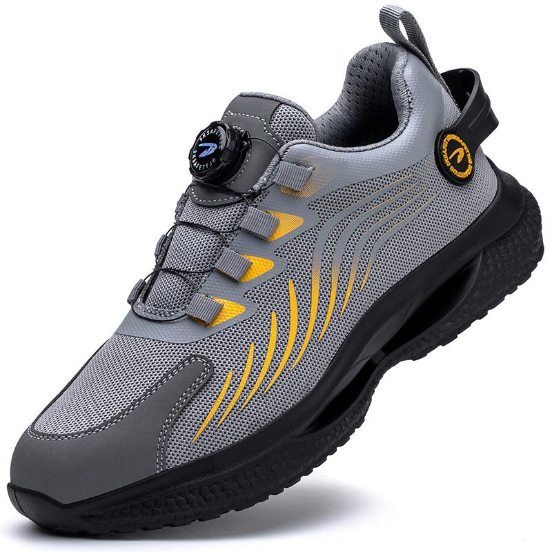 Fashion Rotating Button Safety Shoes For Men Anti-slip Steel Toe Sneaker Puncture Proof Non-slip Security Shoes Man Sport Work Shoes