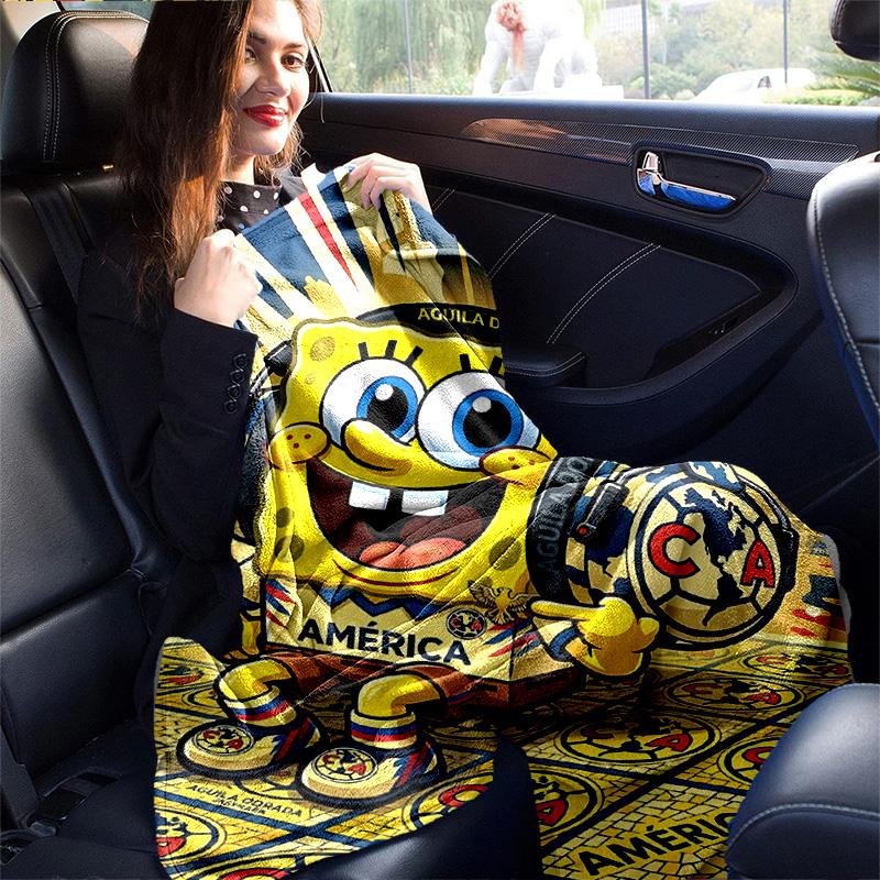 1pc Spongebob Headphones Shield Flannel Blanket Soft Warm Throw Blanket for Bedroom Living Room Bed Travel Camping Picnic Gift. MT71601194