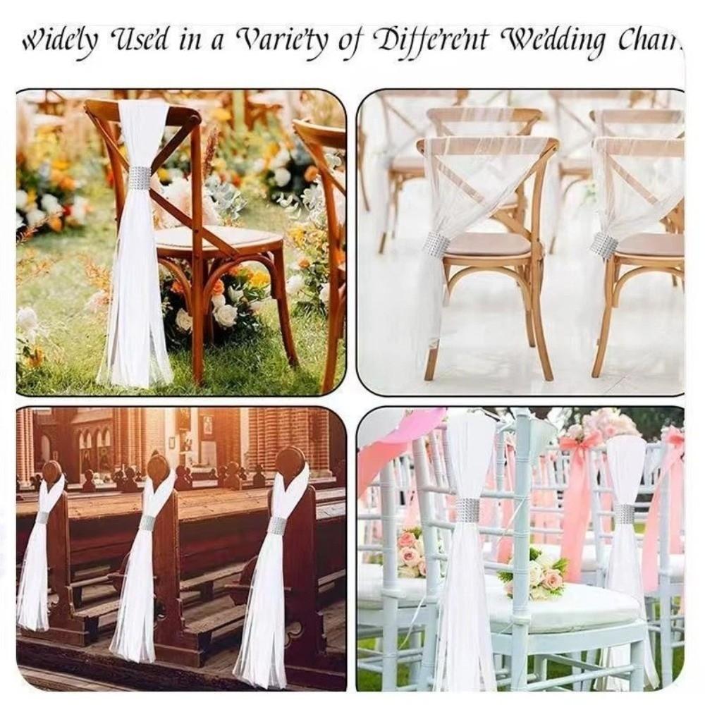 5 Pcs White Veil Wedding Aisle Decoration Outdoor Wedding White Tutu Bow Wedding Pew Bows  Wedding