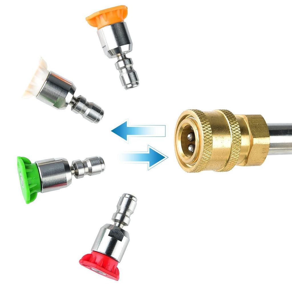 Idropulitrice ad Alta Pressione Ugelli Turbo Connessione Rapida 1/4'' Punta Girevole a Getto Spruzzatore per Pulizia Auto Patio - Pulizia Efficiente