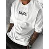 European Size Men's Gothic Geometric Print T-Shirt, Casual Street Style, Round Neck, Loose Fit