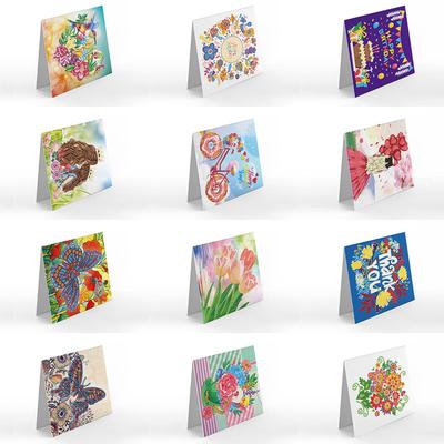 8/12pcs DIY Diamond Painting Greeting Cards Special-shaped Partial Drill Mosaic Thanks Birthday Postcards with Envelope