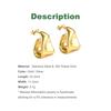 Stainless Steel Gold Color Irregular Wave Shape Hoop Earrings for Women Jewelry Silver Geometric Textured Folded Over Studs