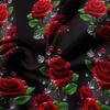 3Pcs Vibrant Red Rose with Crystal Duvet Cover Set, Black Floral Print Bedding, Ultra Soft Wrinkle Resistant Microfiber Bedding