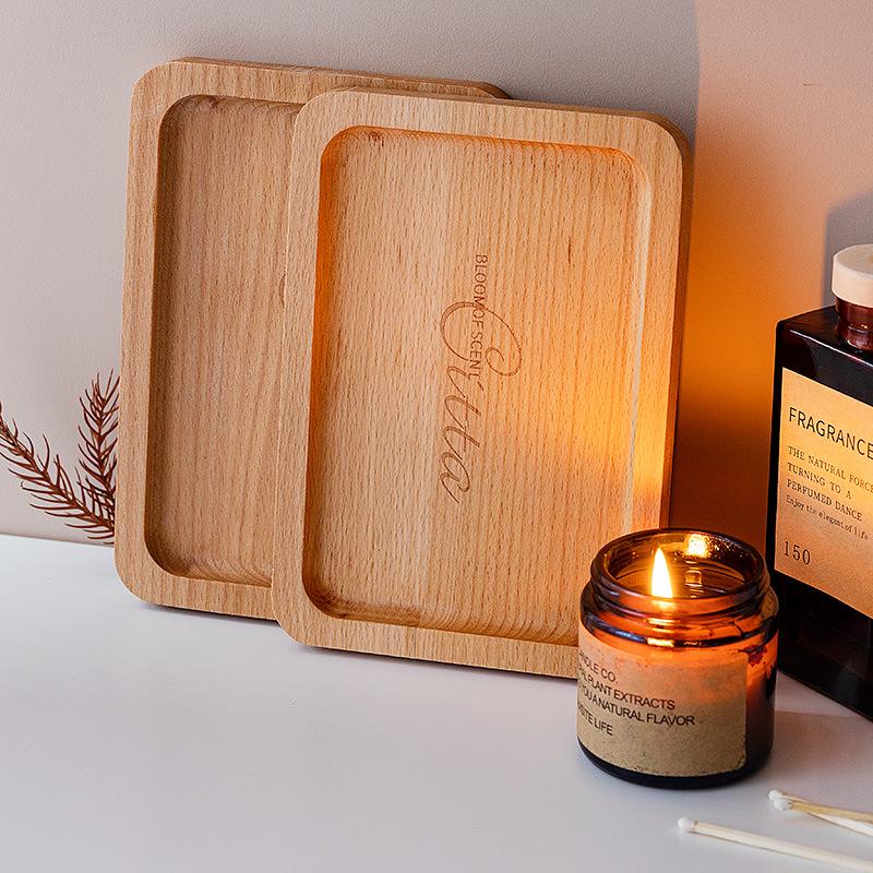 

Ароматическая свеча в стиле Мори с пылезащитной стеклянной крышкой, металлическим подносом и декоративным набором с подносом из дерева неправильной формы Irregular Wood Tray