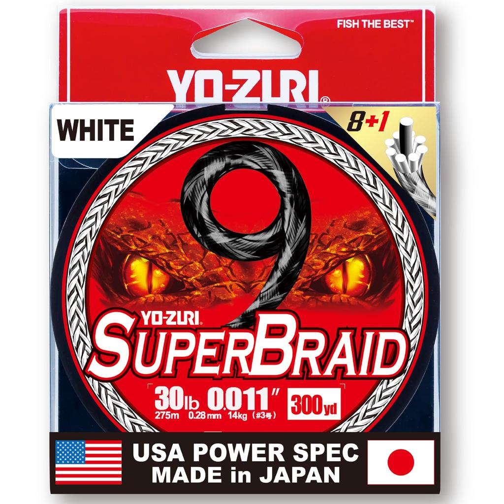 PE Line Super Braid 9 300YDS 30Lbs White YO-ZURI Color