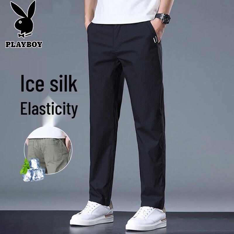 

Playboy Men s Ice Silk Straight-Leg Casual Pants 34