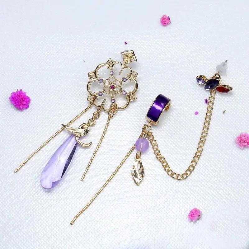 Anime Game Genshin Impact Scaramouche Earrings Wanderer Kunikuzushi Cosplay Pendant Ear Clips Studs Balladeer Party Jewelry