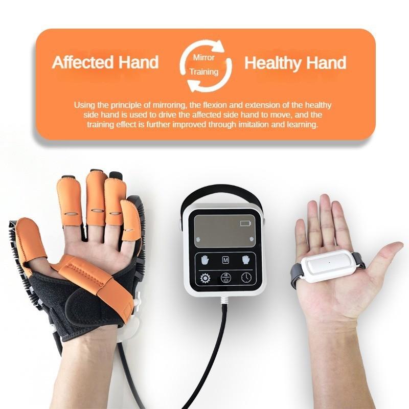 Guanti da Allenamento per la Riabilitazione dell'Autocura della Mano Emiplegica post-Ictus per Anziani, Arancione, Guanto Robotico Intelligente per la Riabilitazione