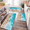 Ocean Wave Seashell Printed Non Slip Kitchen Runner Rug Coastal Beach Themed Floor Mat for Living Room Hallway Home Decor Carpet