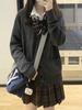 Japanese College Style V-Neck Cardigan for Women - Autumn/Winter School Uniform Sweater