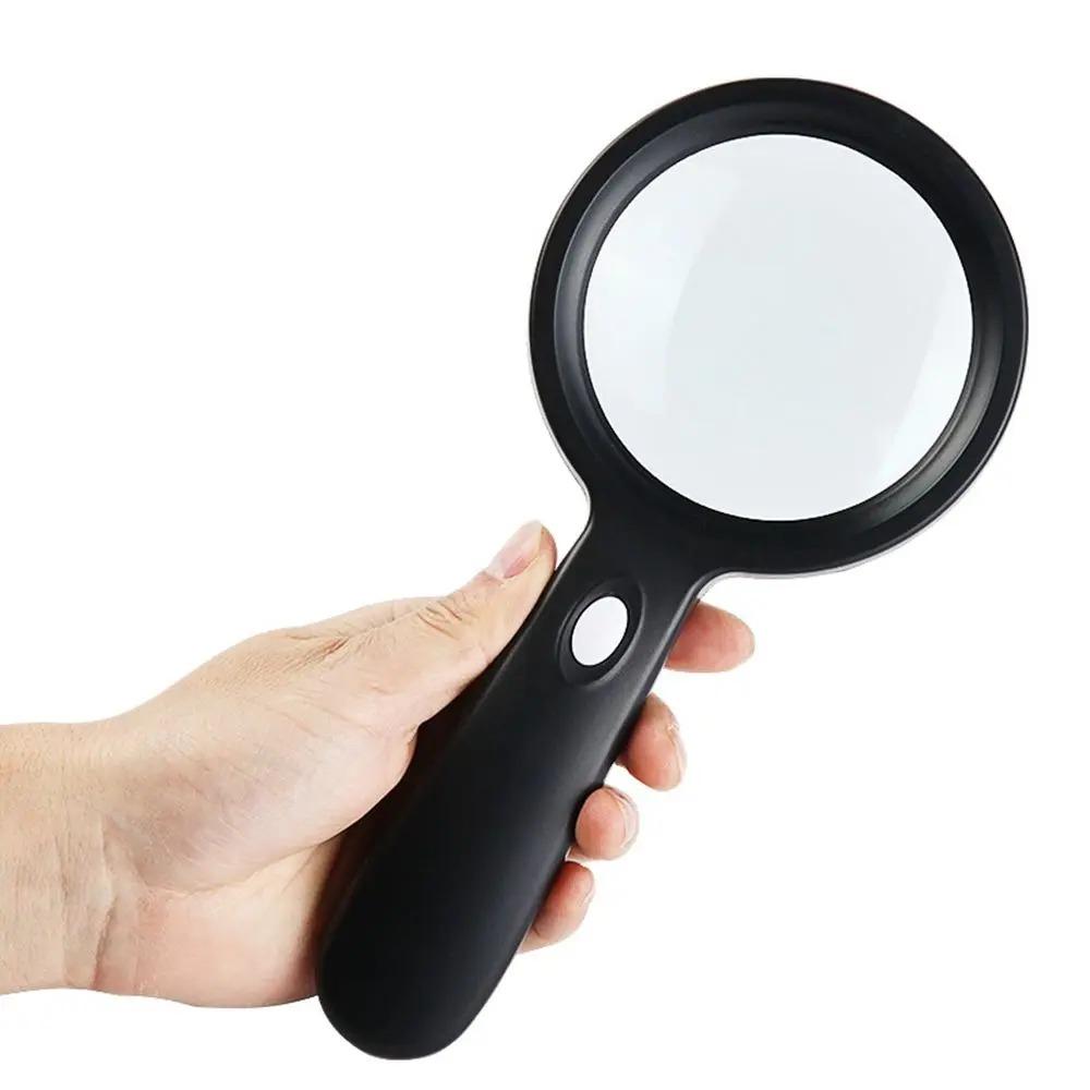 Professional 10X Magnifier for Jewelry Reading and Watch Repair with 12 LED Lights Handheld HD Magnifying Glass