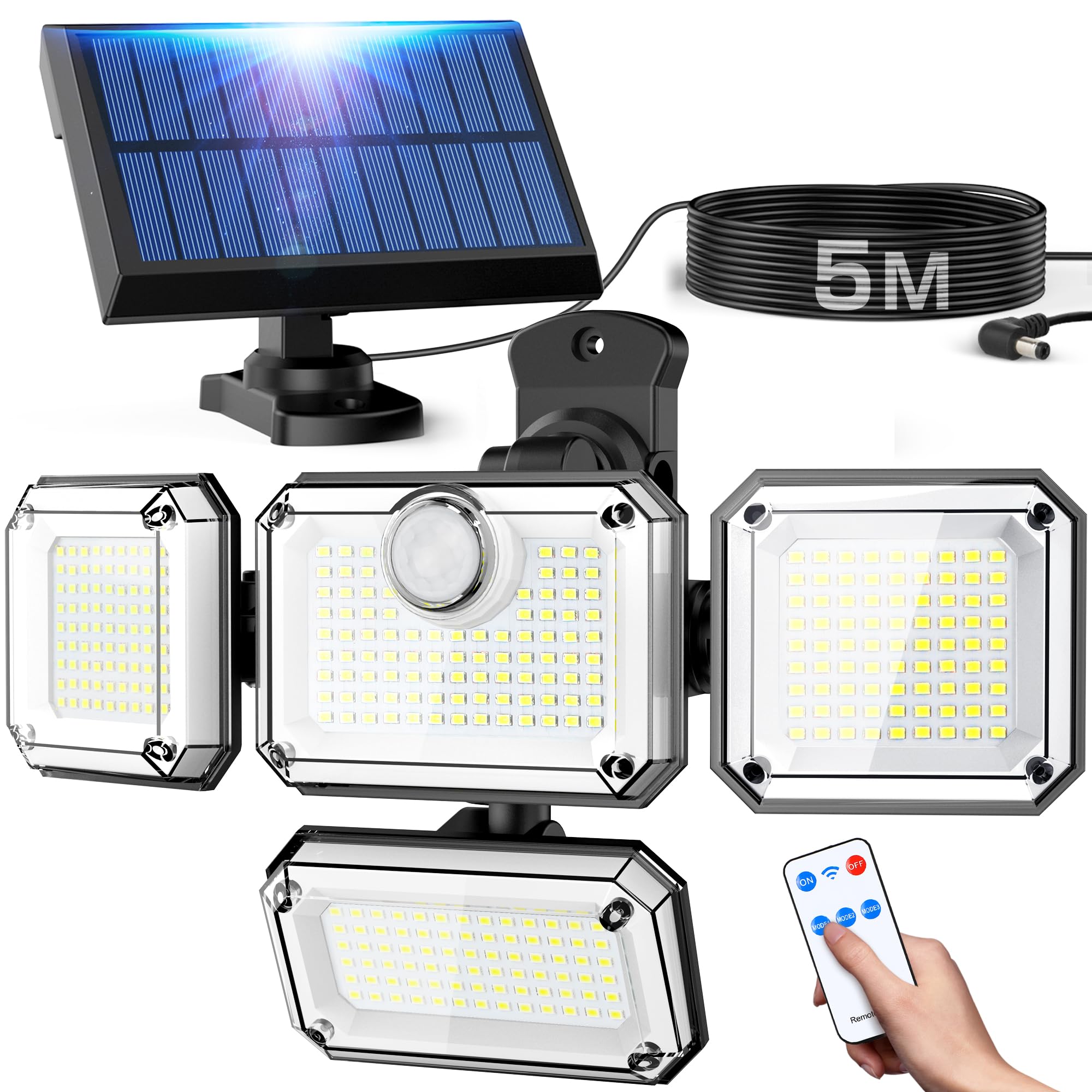 

AOZORA Solar Light, Outdoor Motion Sensor, Waterproof, Automatic OnOff [333 LEDs, 4-Sided Lighting, Separate Type], Sensor Light, 3 Intelligent