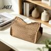 Portable Tissue Case for Office PU Leather Box Holder, with Snap Design, Foldable Durable Kitchen Paper Organizer Facial Dispenser, Desk And