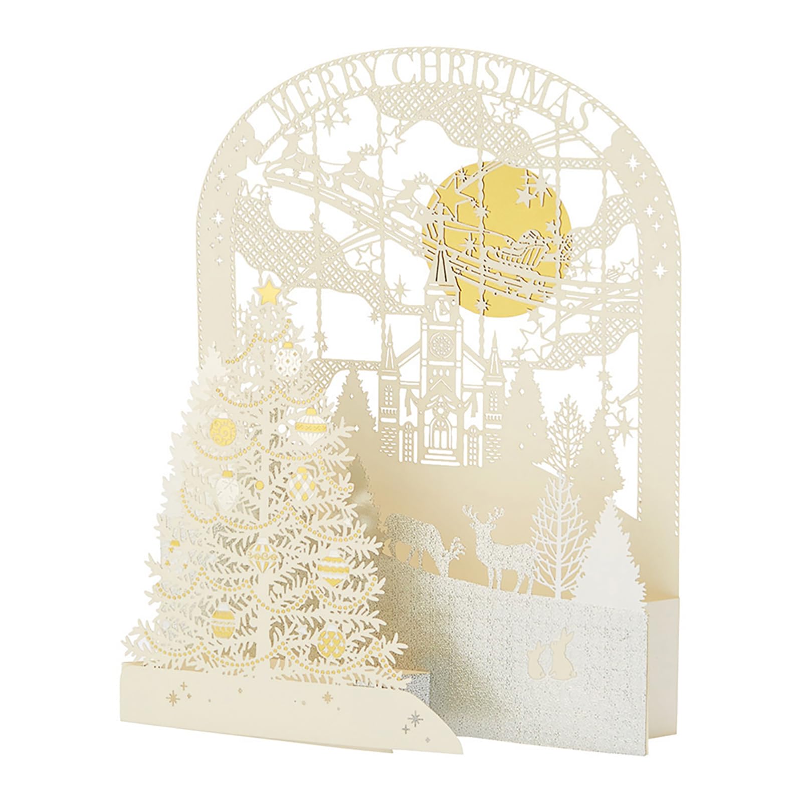 

Sanrio Christmas Laser Church Message Greeting JX 435996 Card, Cut, Tree, Card, Card, 83-4, белый