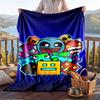 Warm Flannel Blanket Geometry Dash Pattern, Lightweight Comfortable Throw Blanket for Bed Sofa Use