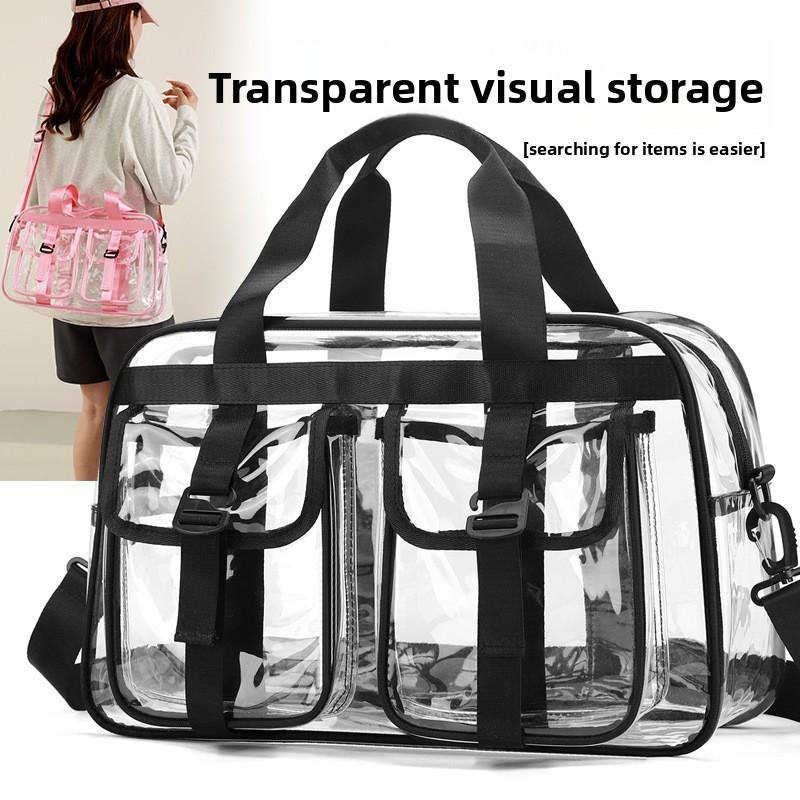 Sac de voyage transparent à grande capacité en PVC pour événements sportifs et stades, avec design imperméable, pour les voyages décontractés