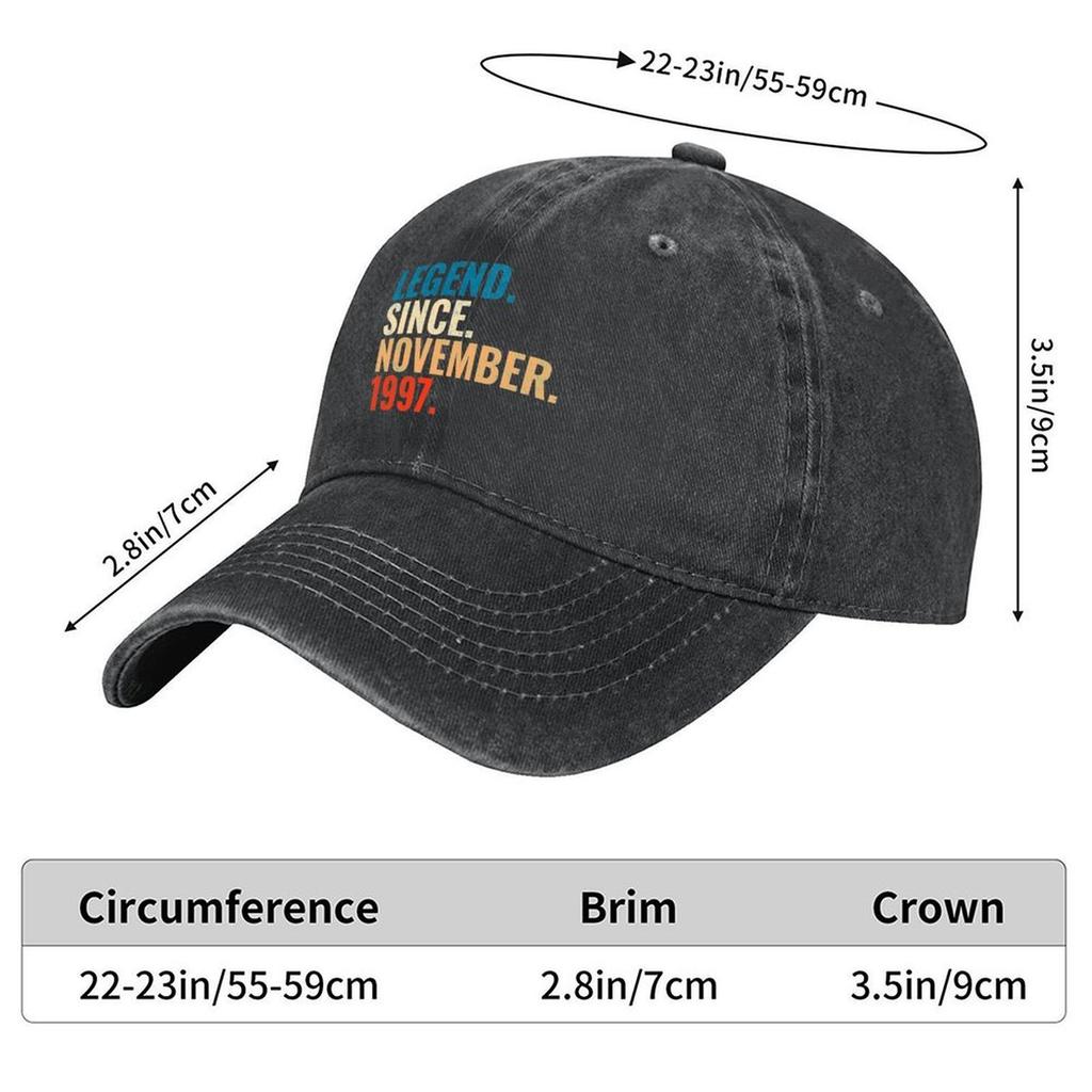 2026 Legend Since November 1997 Retro Vintage Baseball Cap Funny Hat Anime Wild Ball Hat Boy Women's
