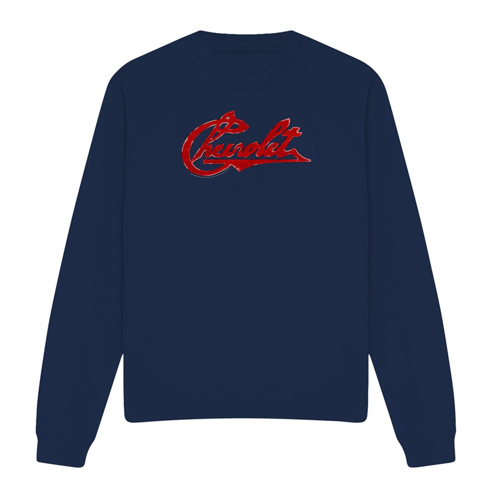 Chevrolet Unisex Adult Script Distressed Sweatshirt