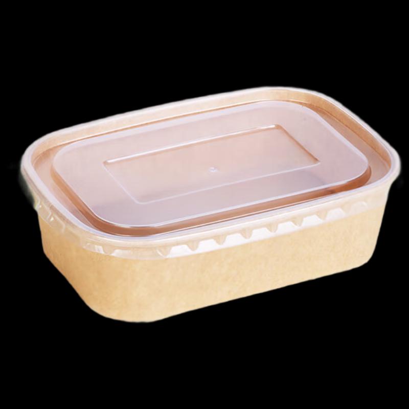 500ml Kraft Paper Disposable Round Food Containers with Lids