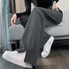 2026 Autumn/Winter Women's High-Waisted Herringbone Wide-Leg Pants with Plus Velvet and Slit, Slim Straight-Leg Design