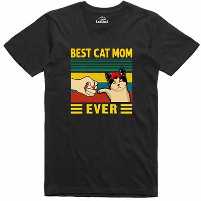 Best Cat Mom Funny T Shirt Regular Fit Cotton T-Shirt