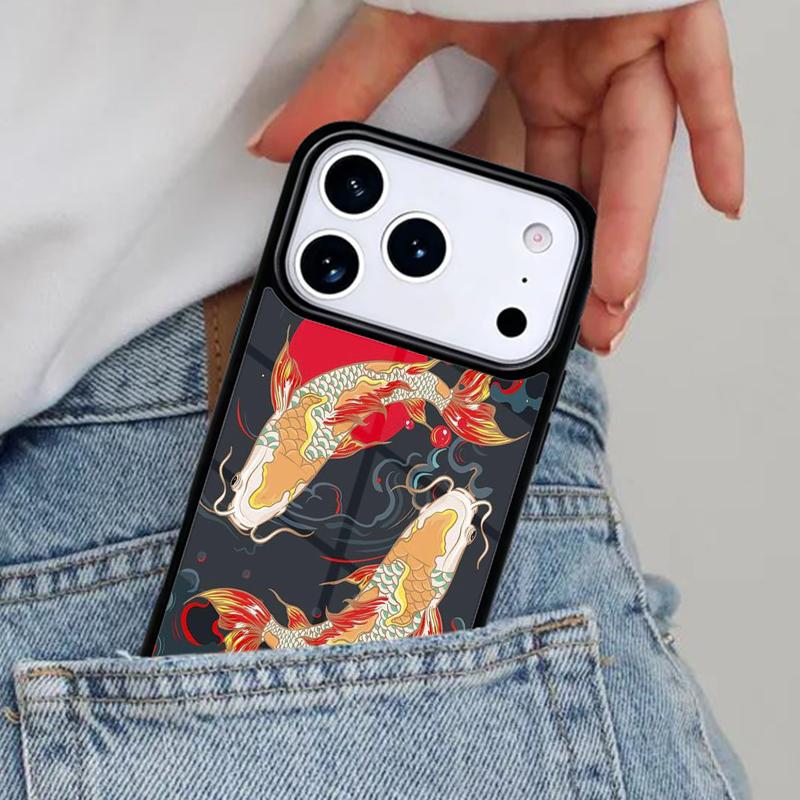 Japanese Koi Phone Case for iPhone 16e 15 14 13 12 17 Pro Max Plus Air 17pro Cover Coque