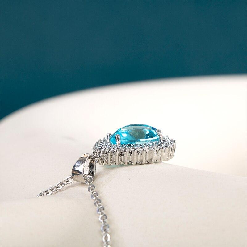 BELLA BOX Luxury Blue Water Drop CZ Pendant Necklaces For Women Delicate Birthday Party Accessories Gift Female Fashion Jewelry
