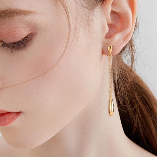 1 Pair Women Drop Earrings Long Tassel Waterdrop Pendant Polished Solid Color Lightweight Hanging Prom Party Wedding Dangle Earrings