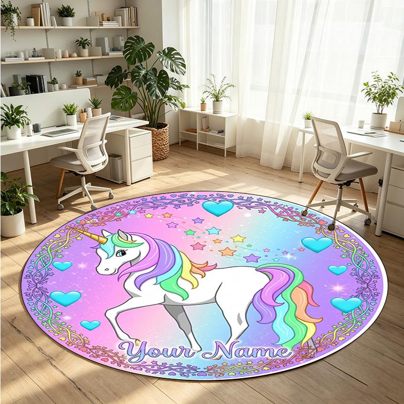 Wild Animals (487) Theme Round Crystal Velvet Rug Custom Name Text Personalized Floor Mat Home Decor Non Slip Crystal Carpet