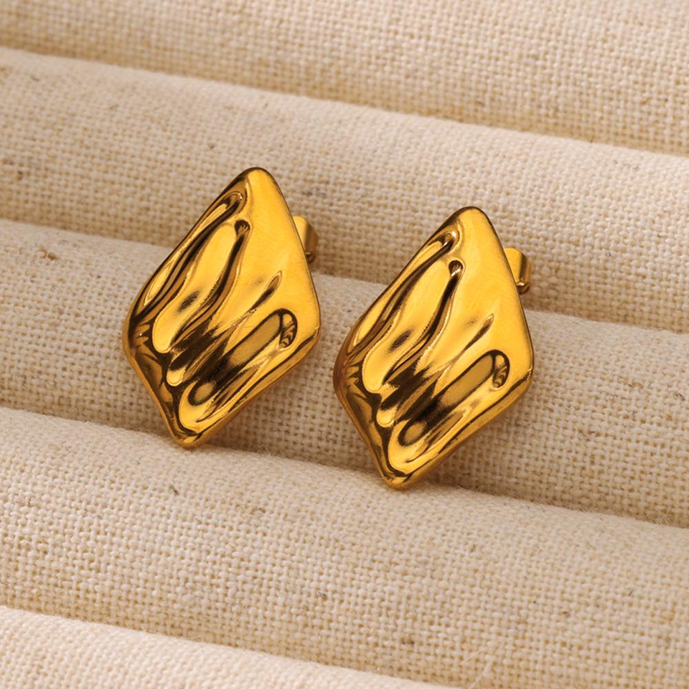 Vintage náušnice z nerezové oceli pro ženy Zlatá barva Nepravidelná geometrie Piercing náušnice Trend Estetické šperky