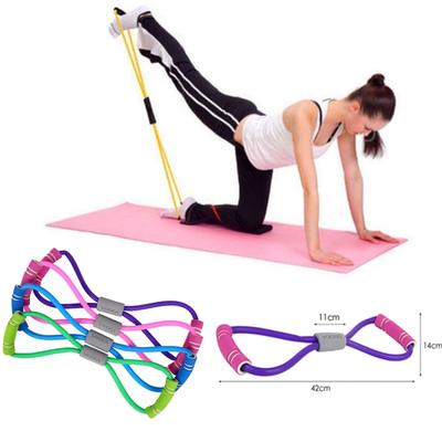 Yoga Gum Fitness Resistance Figure 8 Tubing Bowtie Pilates Tube Chest Expander Rope Workout Muscle Elastic Rubber Accessory