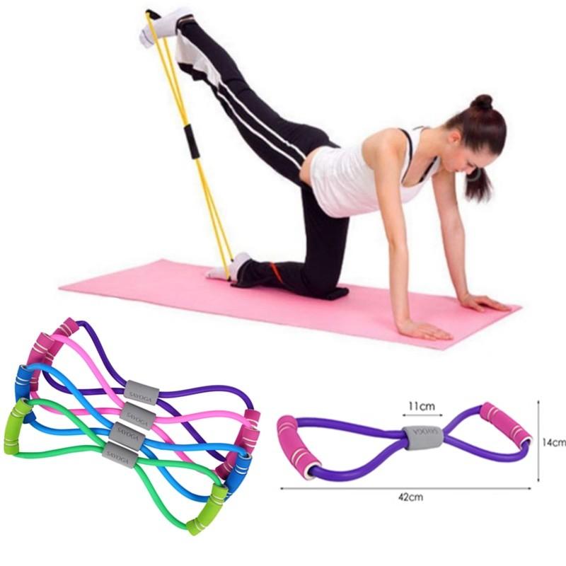 Yoga Gum Fitness Resistance Figure 8 Tubing Bowtie Pilates Tube Chest Expander Rope Workout Muscle Elastic Rubber Accessory