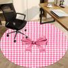 1pc Pink Checkered BowChair Carpet for Office, Indoor Non-Slip Washable Polyester Fiber Carpet, Mat For Office, Machine Washable
