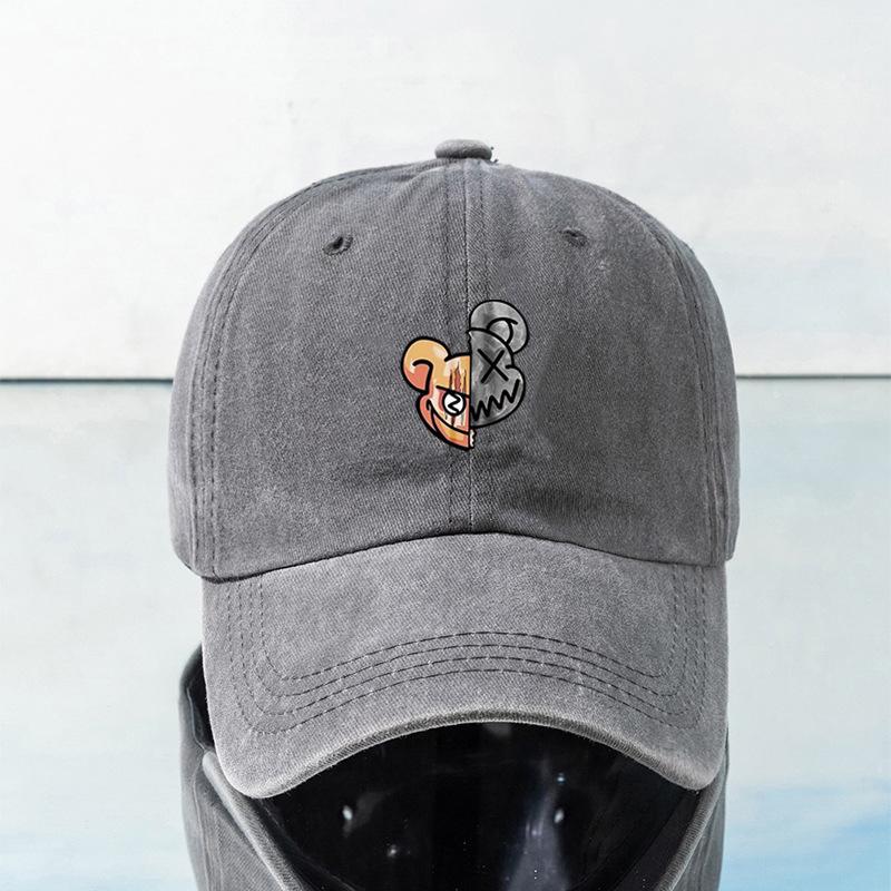 New Style Retro  Fashionable Printed Violent Bear Washed Baseball Cap Outdoor Casual Sun Protection Visor Cap