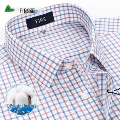 FIRS Men's Easy Care 100% Cotton Plaid Short-Sleeve Shirt