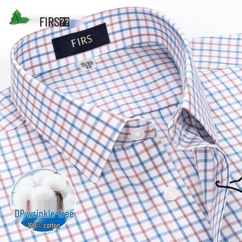 FIRS Men's Easy Care 100% Cotton Plaid Short-Sleeve Shirt