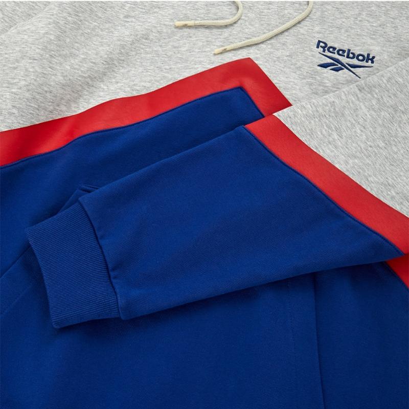 Reebok Vector Color Block Hoodie   Grey Blue