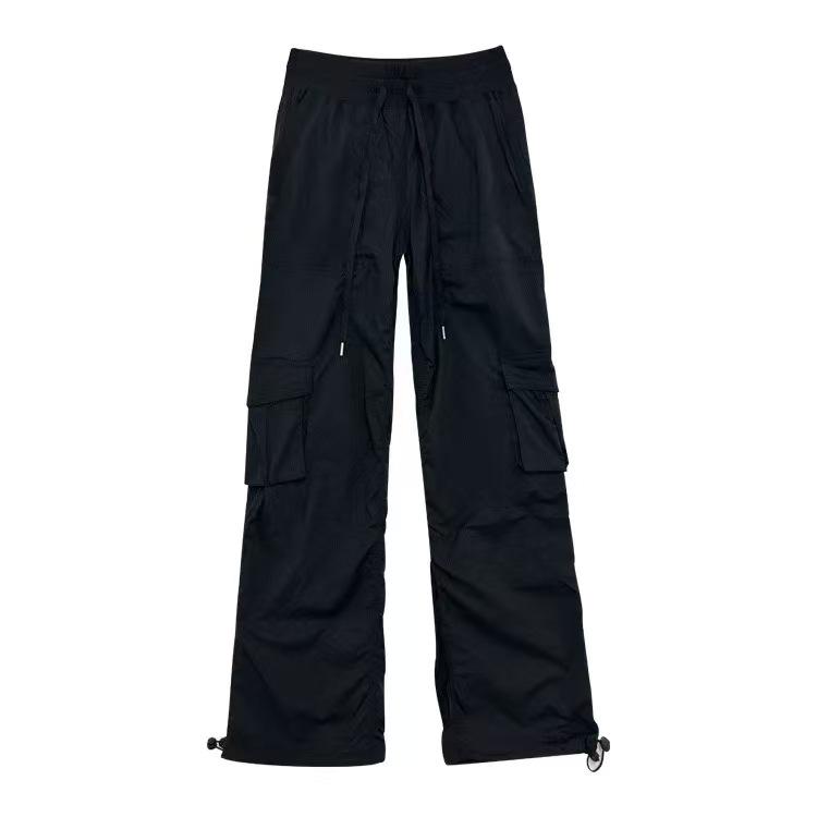 Lulu Parachute Cargo Pants - Women's Mid-High Waist, Sporty, Casual, Loose Fit with Straight Leg