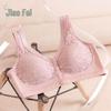 Jiao Fei Lace Wireless Front-Opening Vest-Style Sleep Bra for Middle-Aged and Elderly Women