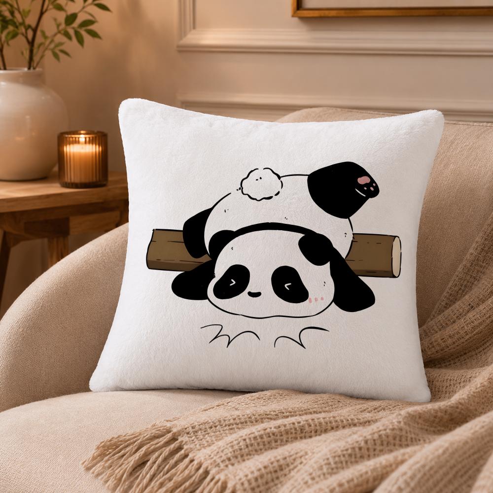 panda Cushion Cover Anti-dustmite Pillowcase Invisible zipper silky short plush Sofa cushion cover