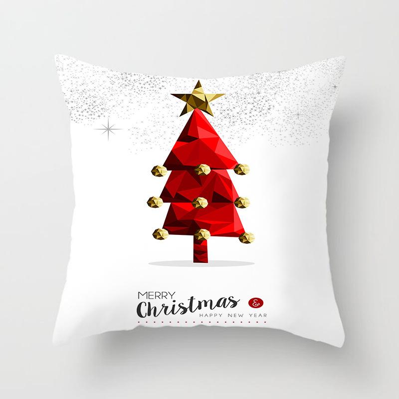 Christmas-Themed Pattern Throw Pillow Cover With Short Plush Print For Living Room Sofa Decoration Cushion Cover Pillow Covers