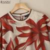 ZANZEA Damen Lässig Rundhals Locker Sommer Kurzarm Print Bluse