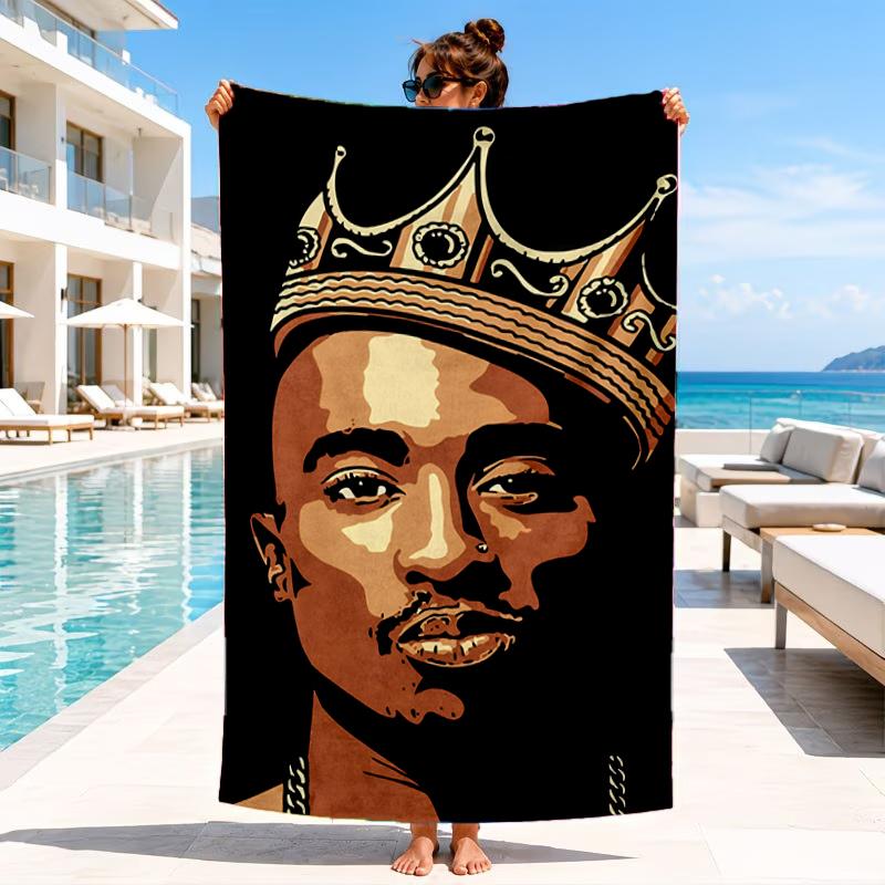 Rap Legend In Blue Beach Towel, Microfiber Beach Towel, Perfect For Pool, Beach, Travel, Home Decor Beach Party Fan Gifts