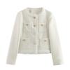 Autumn European & American Women's Coarse Knit Solid Color Casual Short Jacket