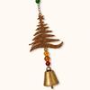 Christmas Tree Hanging Ornaments Rustic Metal Elk Wind Chime, Xmas Ornament with Reindeer Festive Entrance Hall Decor Snowflake Patterns, Vintage