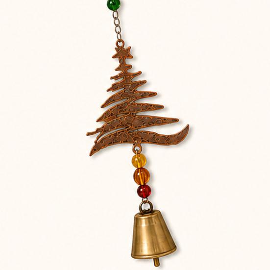 Christmas Tree Hanging Ornaments Rustic Metal Elk Wind Chime, Xmas Ornament with Reindeer Festive Entrance Hall Decor Snowflake Patterns, Vintage