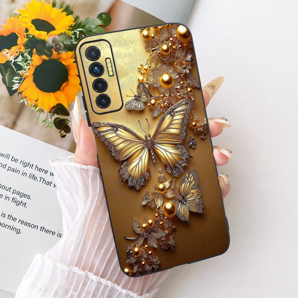 Luxury Flower Butterfly Bow Pattern Casing For Tecno Camon 17P 17 Pro Back Cover Clear Soft Silicone Phone Case For Camon17