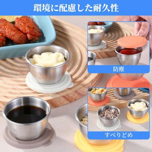 Kasanidika Salad Dressing Containers, Condiment Containers, 6-Piece 50ml Cup, Stainless Steel with Silicone Lids, Reusable Storage Containers, Lightwe