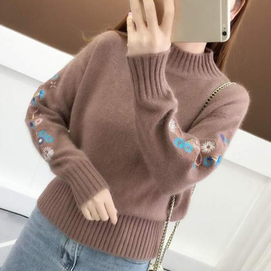 Knitted Sweater Half High Collar Dressing Super Soft Loose Fit Thick Sweater Streetwear